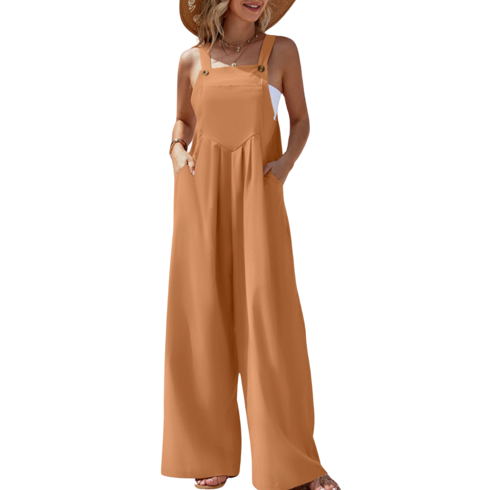 Ensfarvet suspender jumpsuit til kvinder