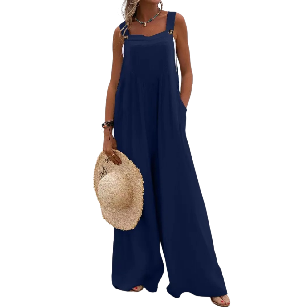 Ensfarvet suspender jumpsuit til kvinder