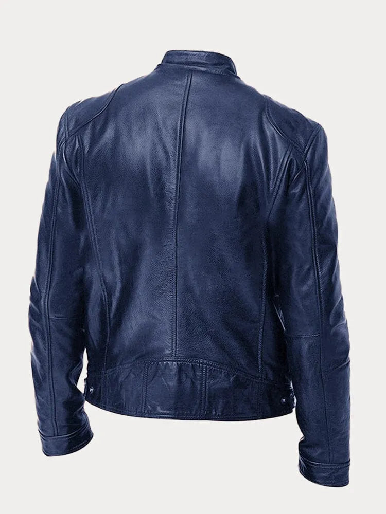 Dave Mænds Bikerjakke – Trendy PU Læder med Klassisk Snit & Blød Bomuldsfor
