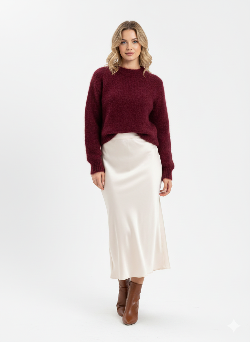 Elen Kvinders Mohair Luksus Pullover – Blød Børstet Strik med Afslappet Pasform & Elegant Stil