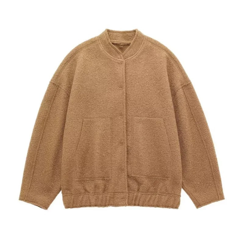Oversized bomberjakke i tweed til kvinder