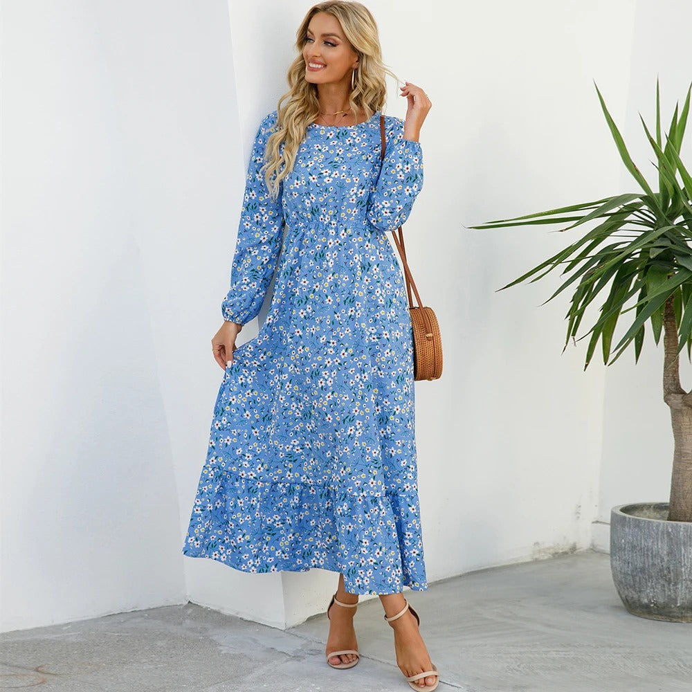 Boheme-maxi-kjole i chiffon til kvinder