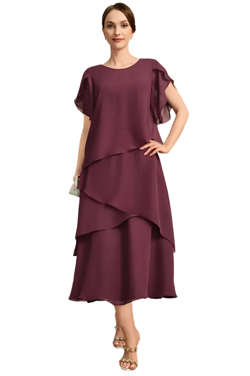 Kvinders plus size lagdelt chiffonkjole