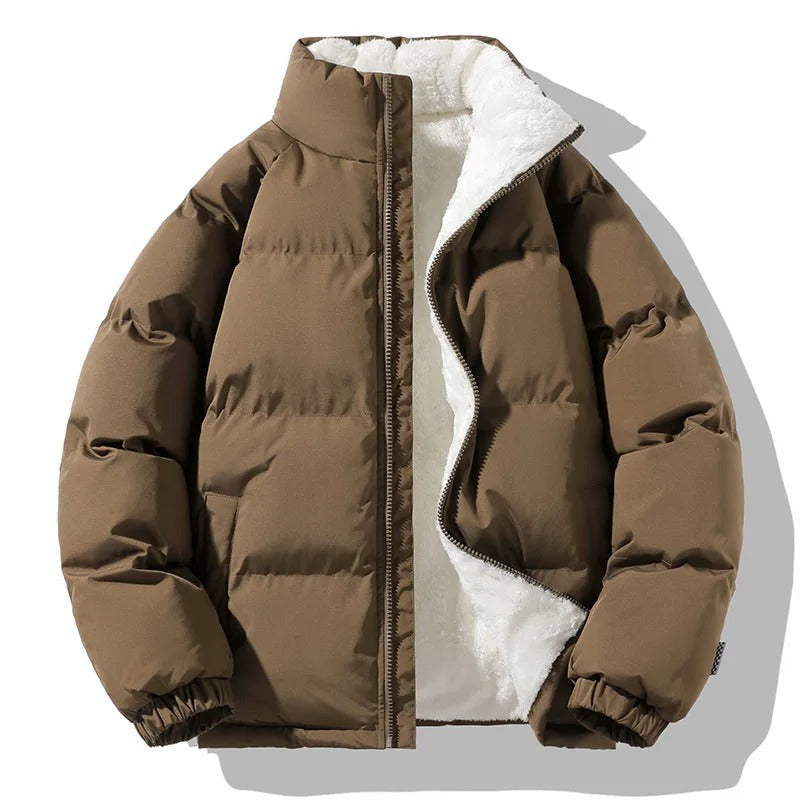 Tyk fleece-jakke med ståkrave til mænd