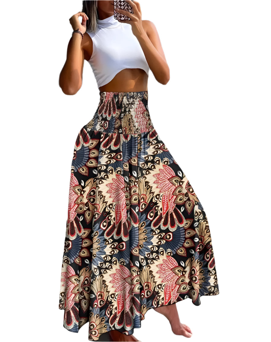 Blomstret Wrap Tie-nederdel til kvinder