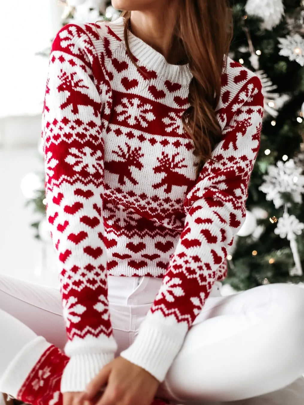 Strikket julesweater til kvinder