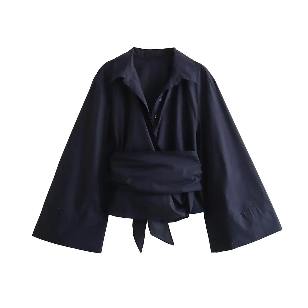 Langærmet Kimono bluse til kvinder