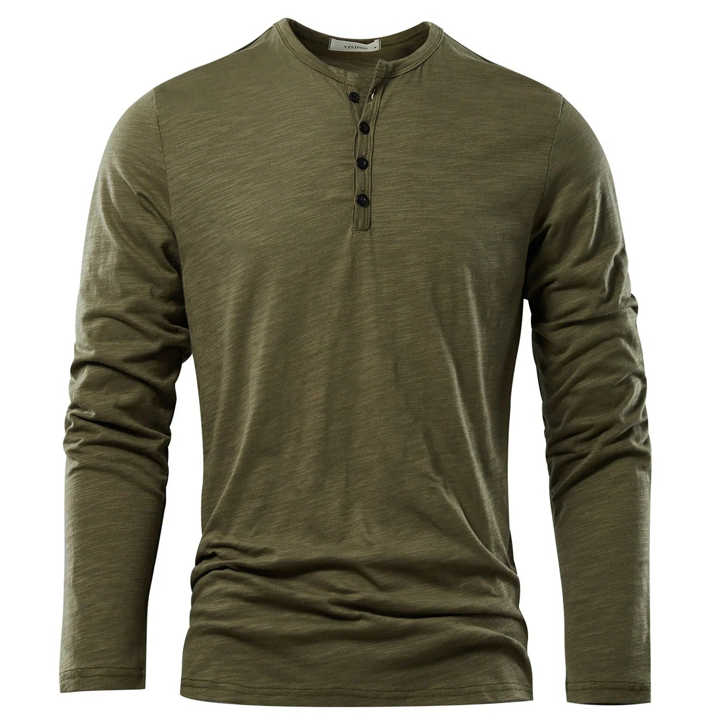 Langærmet T-shirt med Henley-hals til mænd