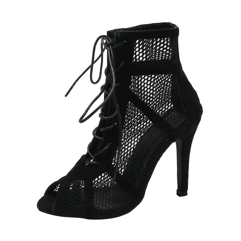 Kvinders mesh Peep Toe-hælede sandaler