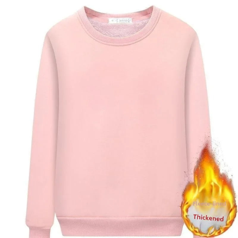 Fleeceforet sweatshirt med rund hals til kvinder
