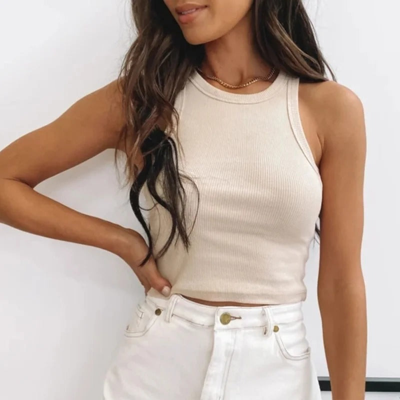 Casual ribbet tank top til kvinder