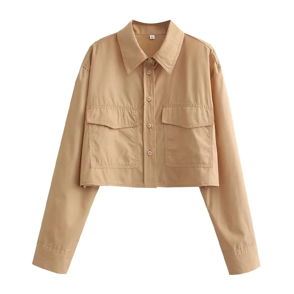 Loose Cropped Poplin skjorte til kvinder