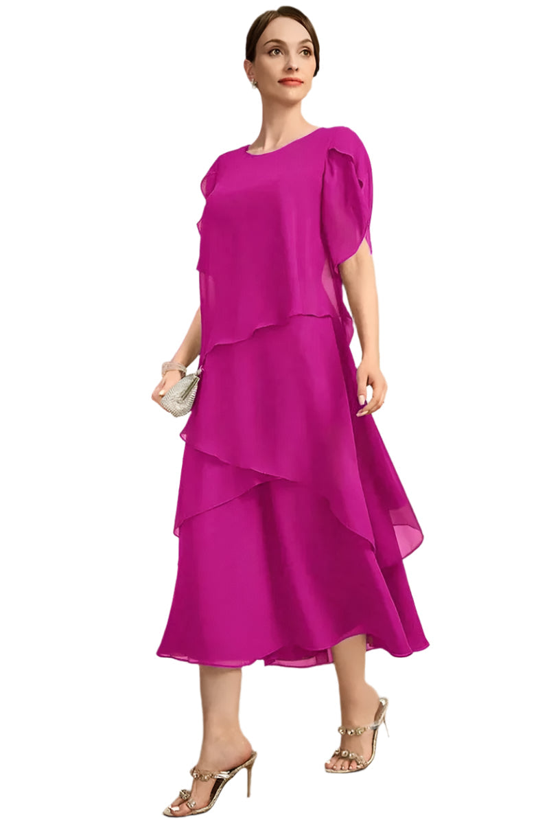 Kvinders plus size lagdelt chiffonkjole