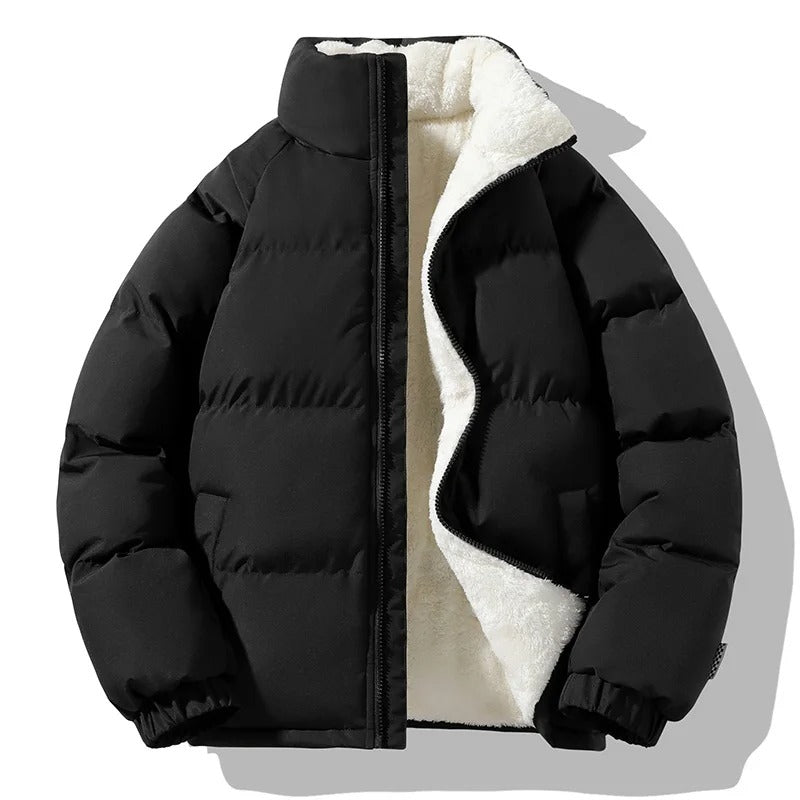Tyk fleece-jakke med ståkrave til mænd