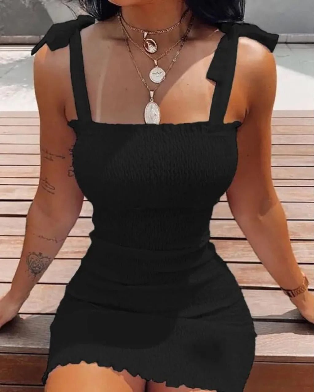 Off-shoulder mini strandkjole til kvinder