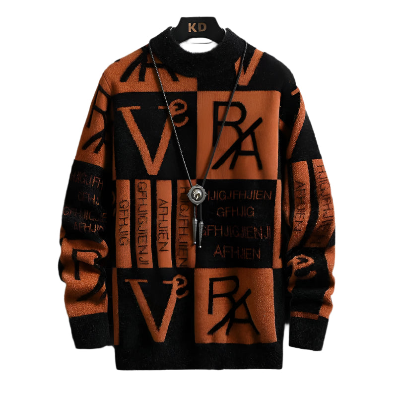 Stribet sweater med rund hals til mænd