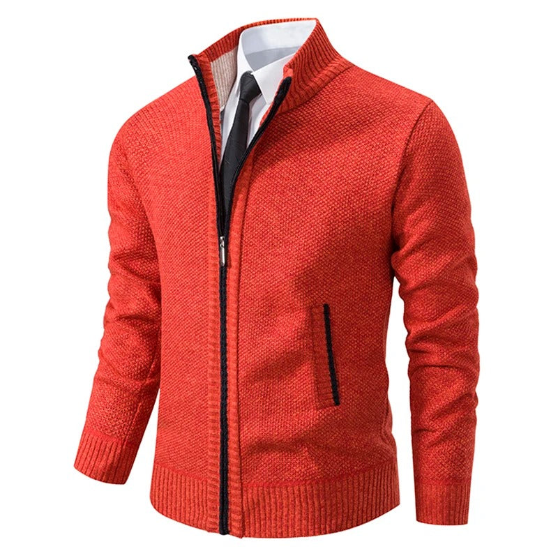 Varm fleece-cardigan med lynlås til mænd