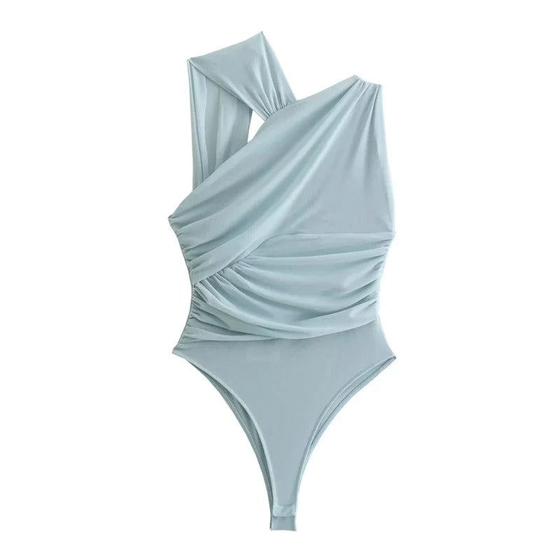 Dame af gennemsigtig tyl off-shoulder top