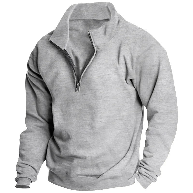 Sweatshirt med standkrave og halv lynlås til mænd