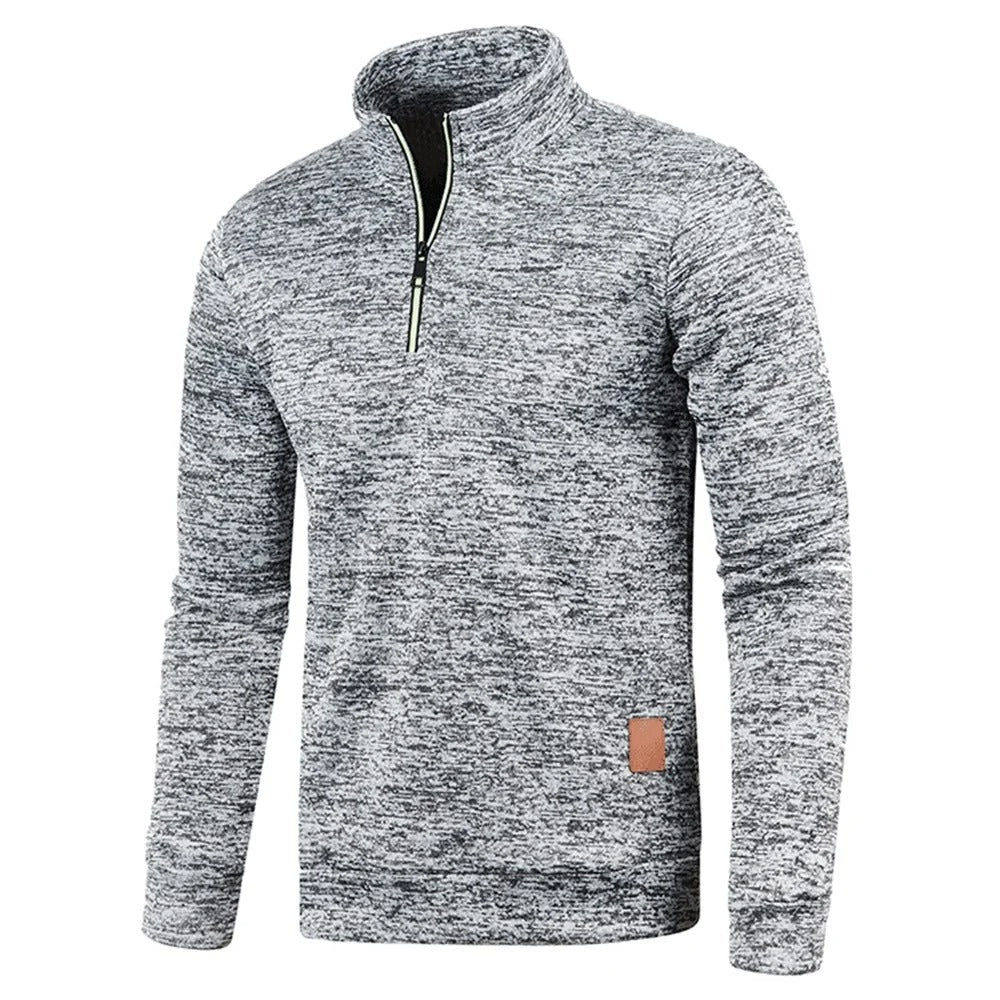 Rullekrave-sweatshirt med halv lynlås til mænd