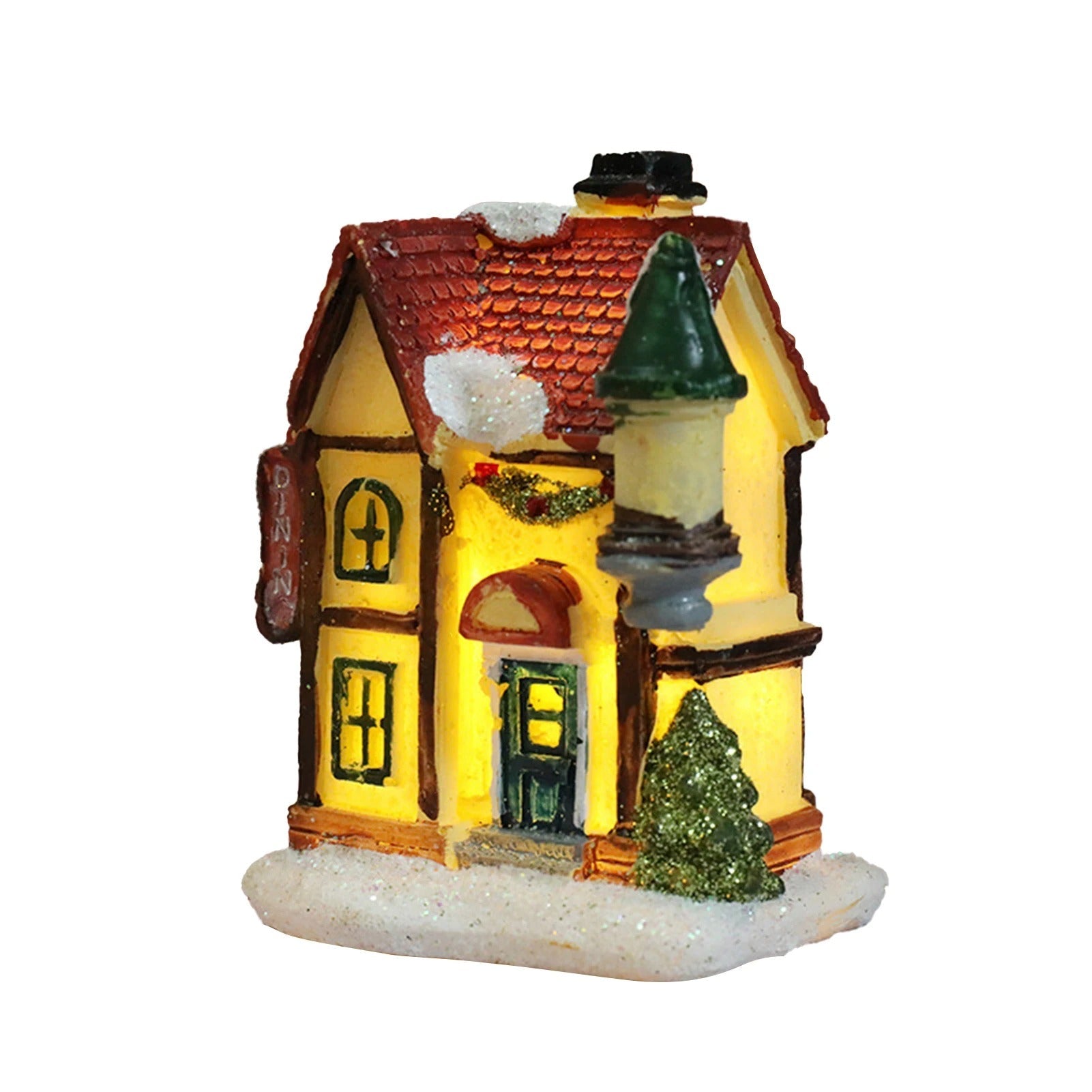 Landsbyhuse med julescene