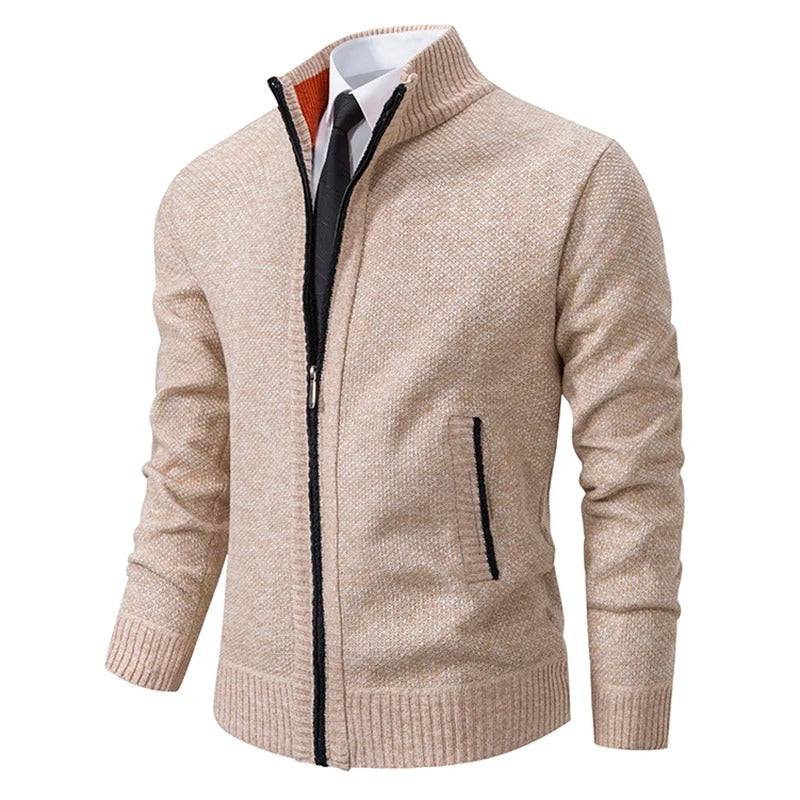 Varm fleece-cardigan med lynlås til mænd