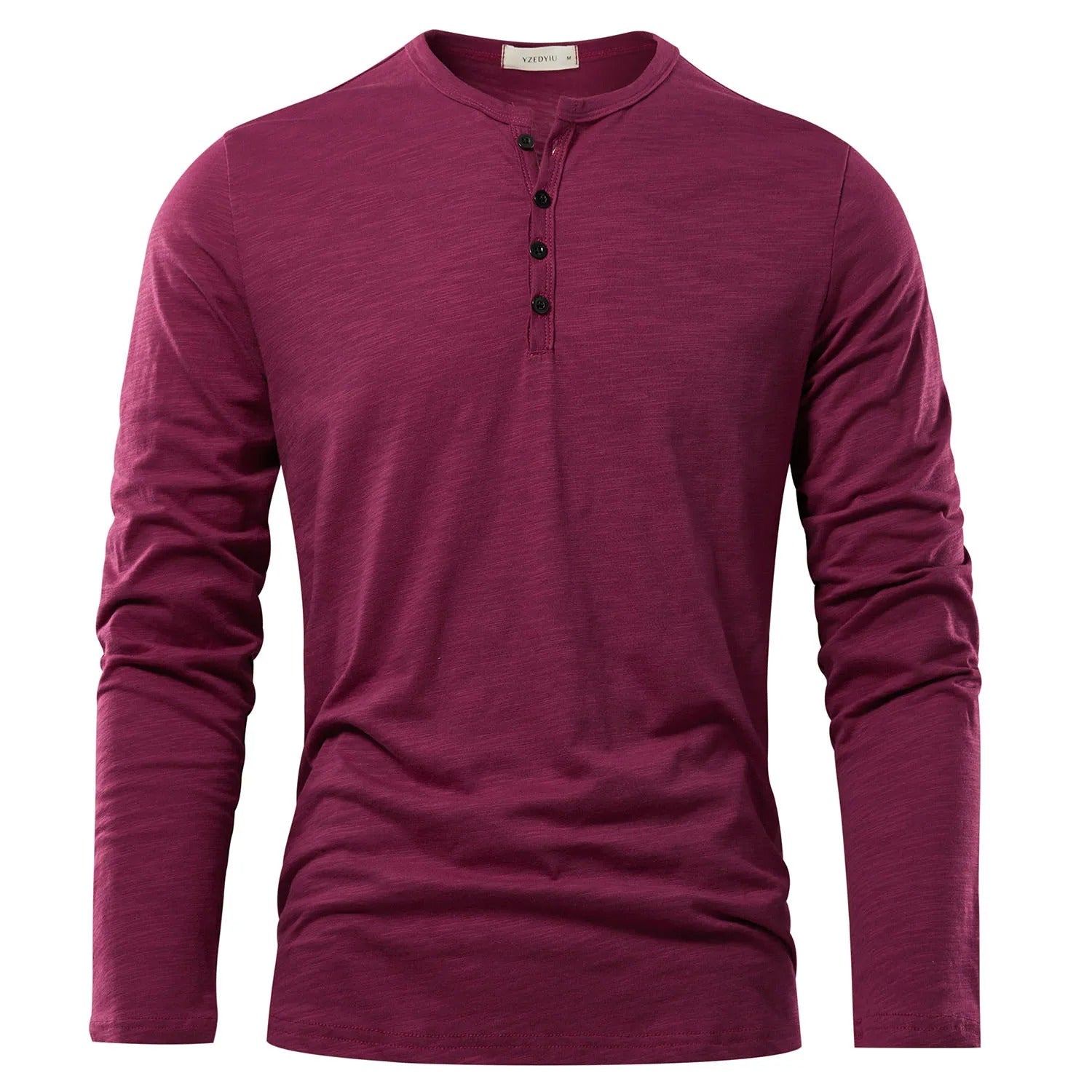 Langærmet T-shirt med Henley-hals til mænd