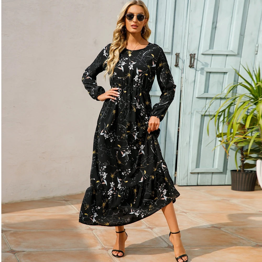 Boheme-maxi-kjole i chiffon til kvinder