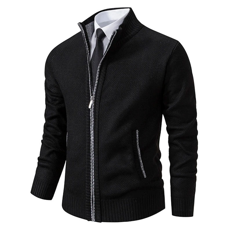 Varm fleece-cardigan med lynlås til mænd
