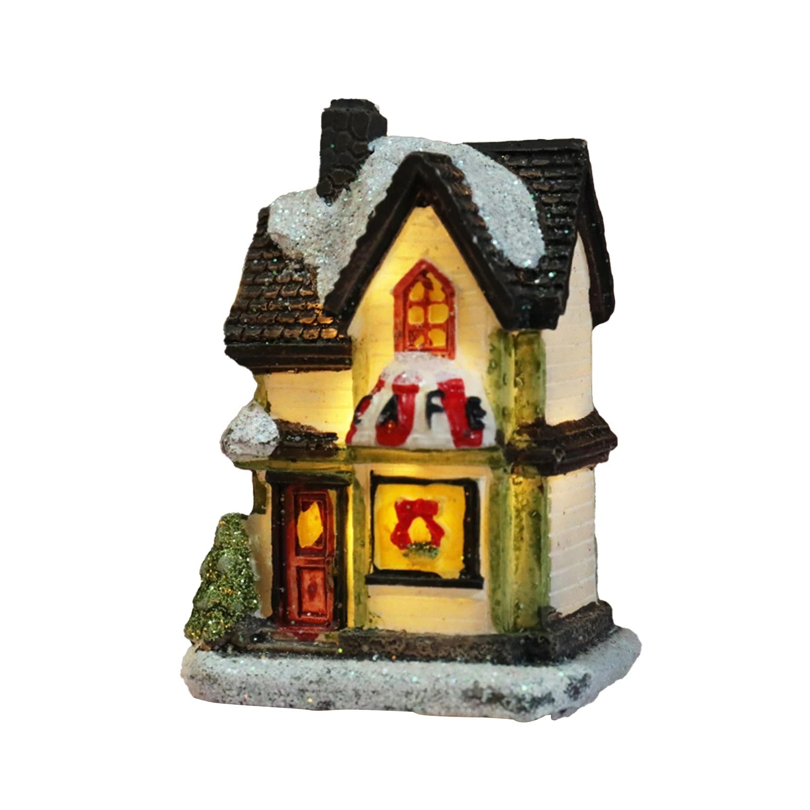 Landsbyhuse med julescene