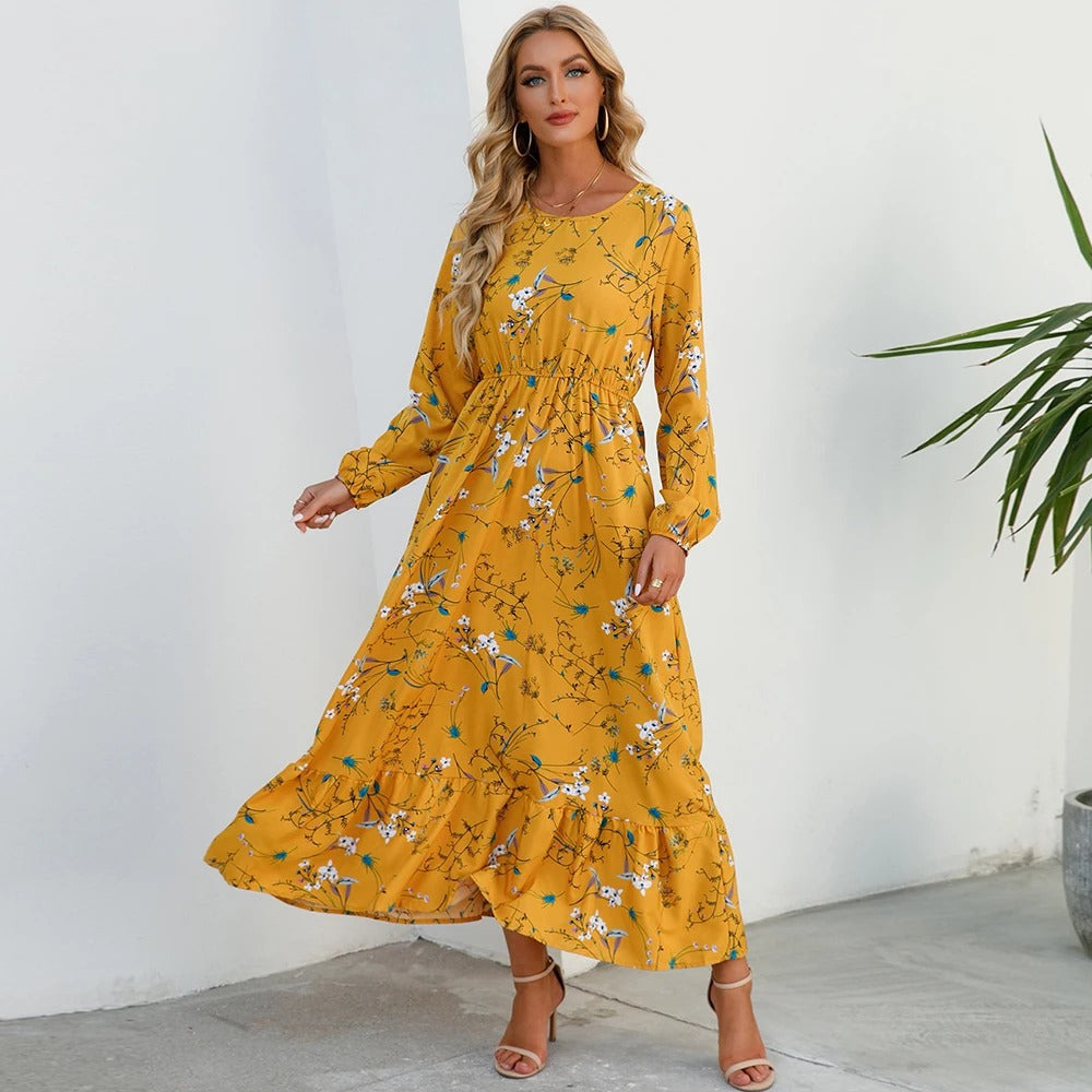 Boheme-maxi-kjole i chiffon til kvinder