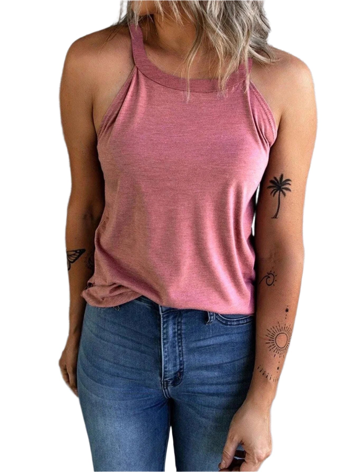 Ærmeløs halterneck-tanktop til kvinder
