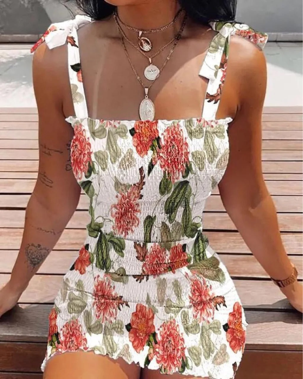 Off-shoulder mini strandkjole til kvinder