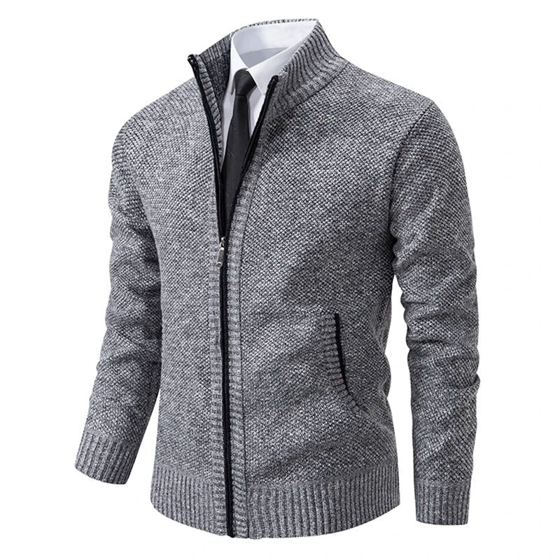 Varm fleece-cardigan med lynlås til mænd