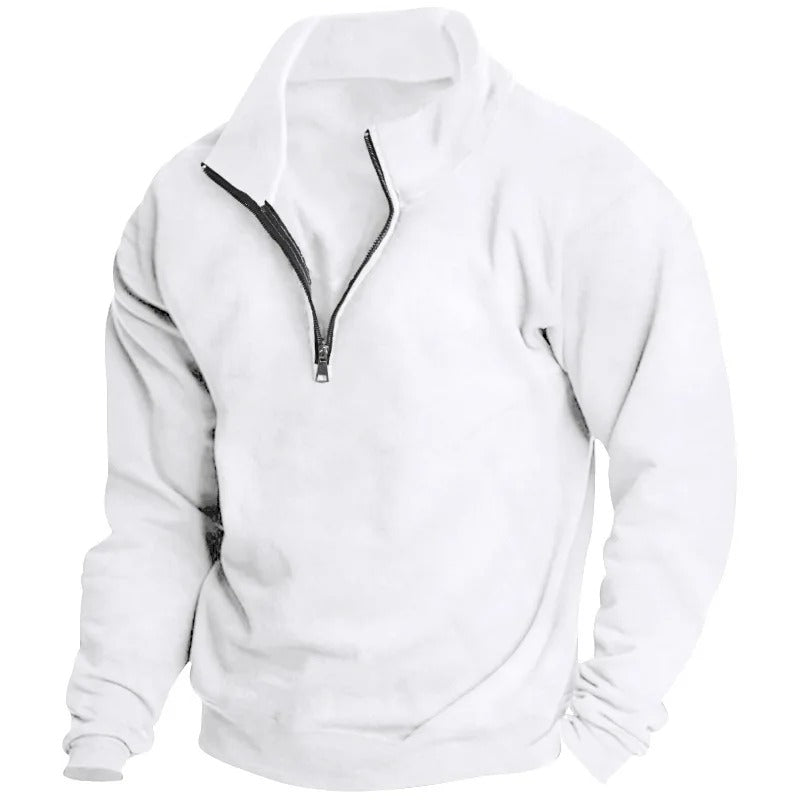 Sweatshirt med standkrave og halv lynlås til mænd