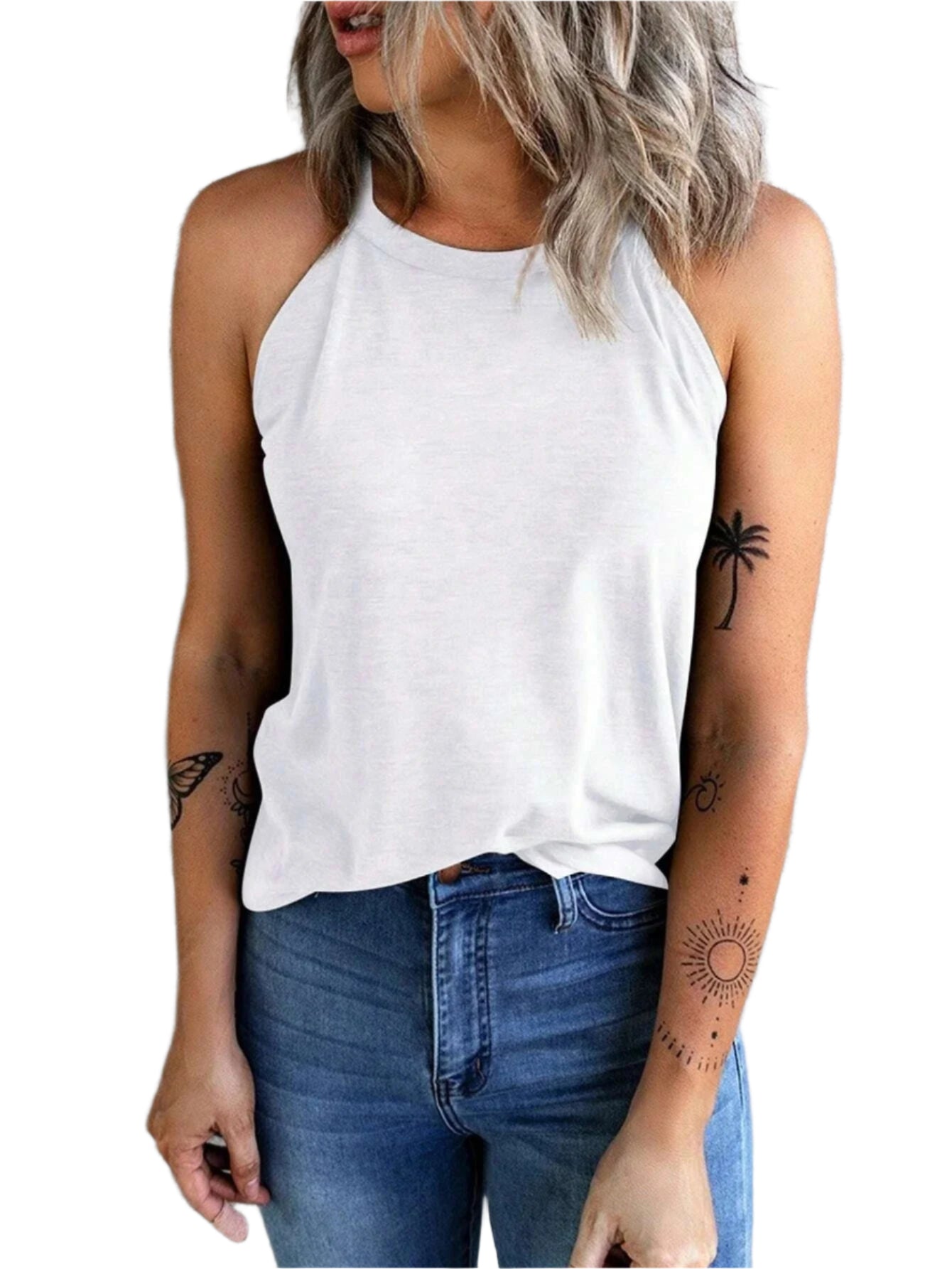 Ærmeløs halterneck-tanktop til kvinder