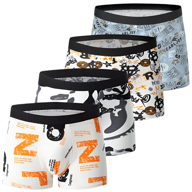 4-pak boxershorts med print til mænd