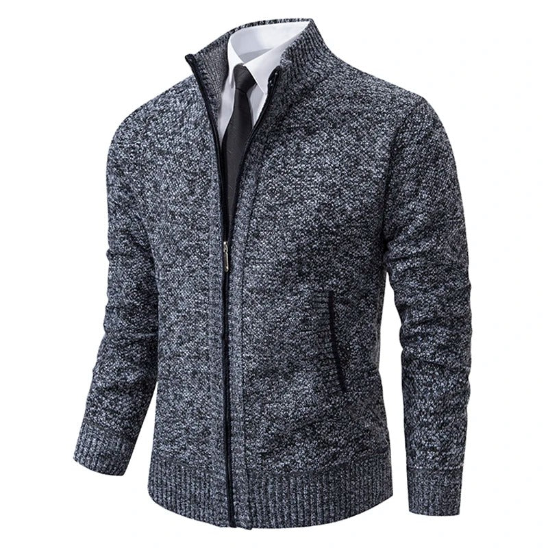 Varm fleece-cardigan med lynlås til mænd