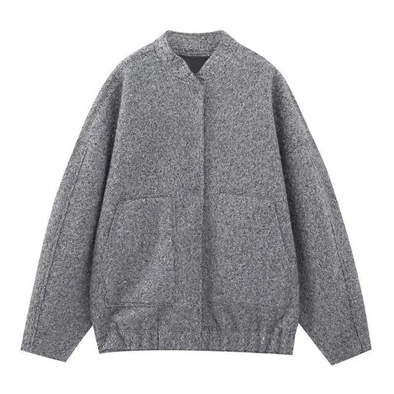 Oversized bomberjakke i tweed til kvinder