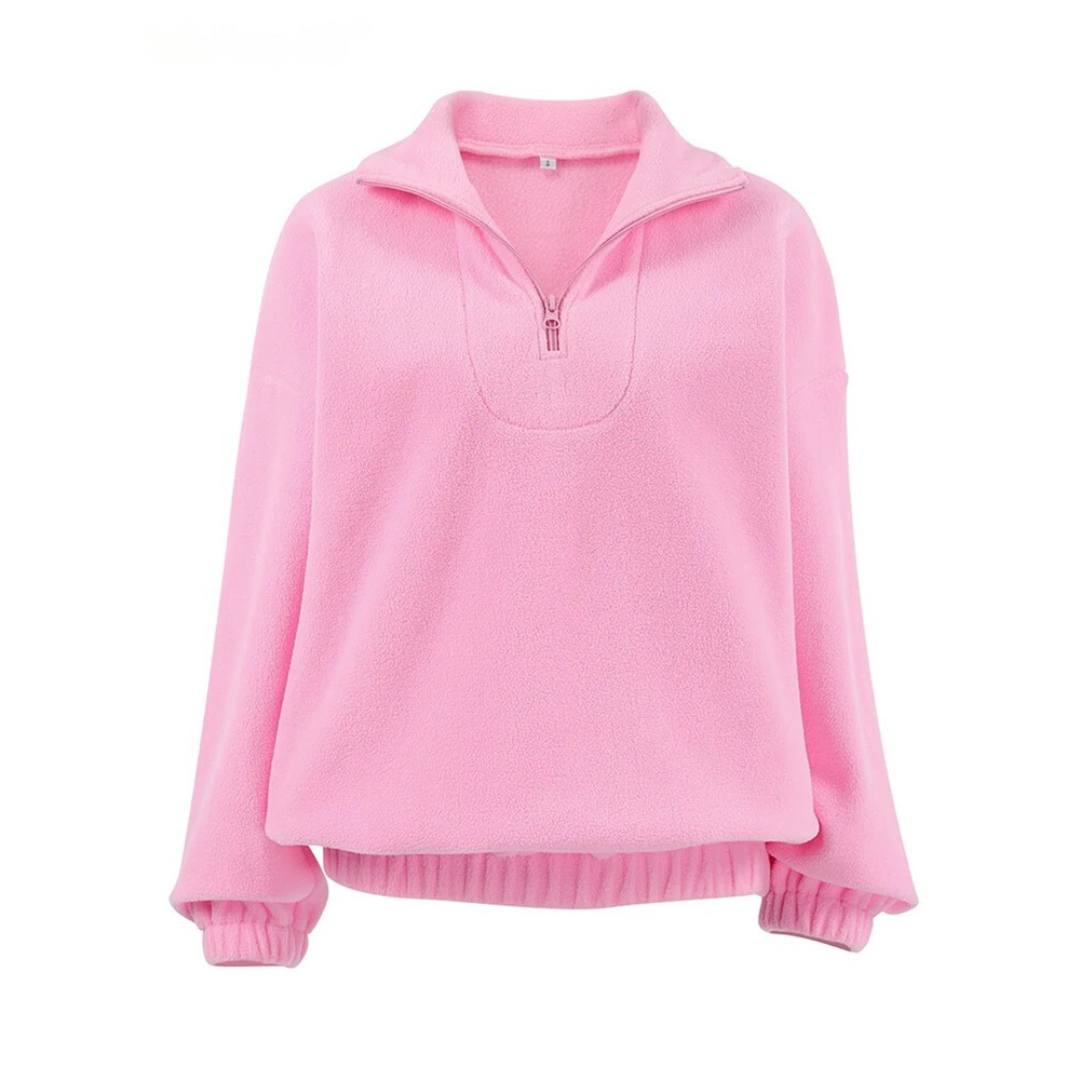 Dame Polar Fleece Pink lynlås Pullover