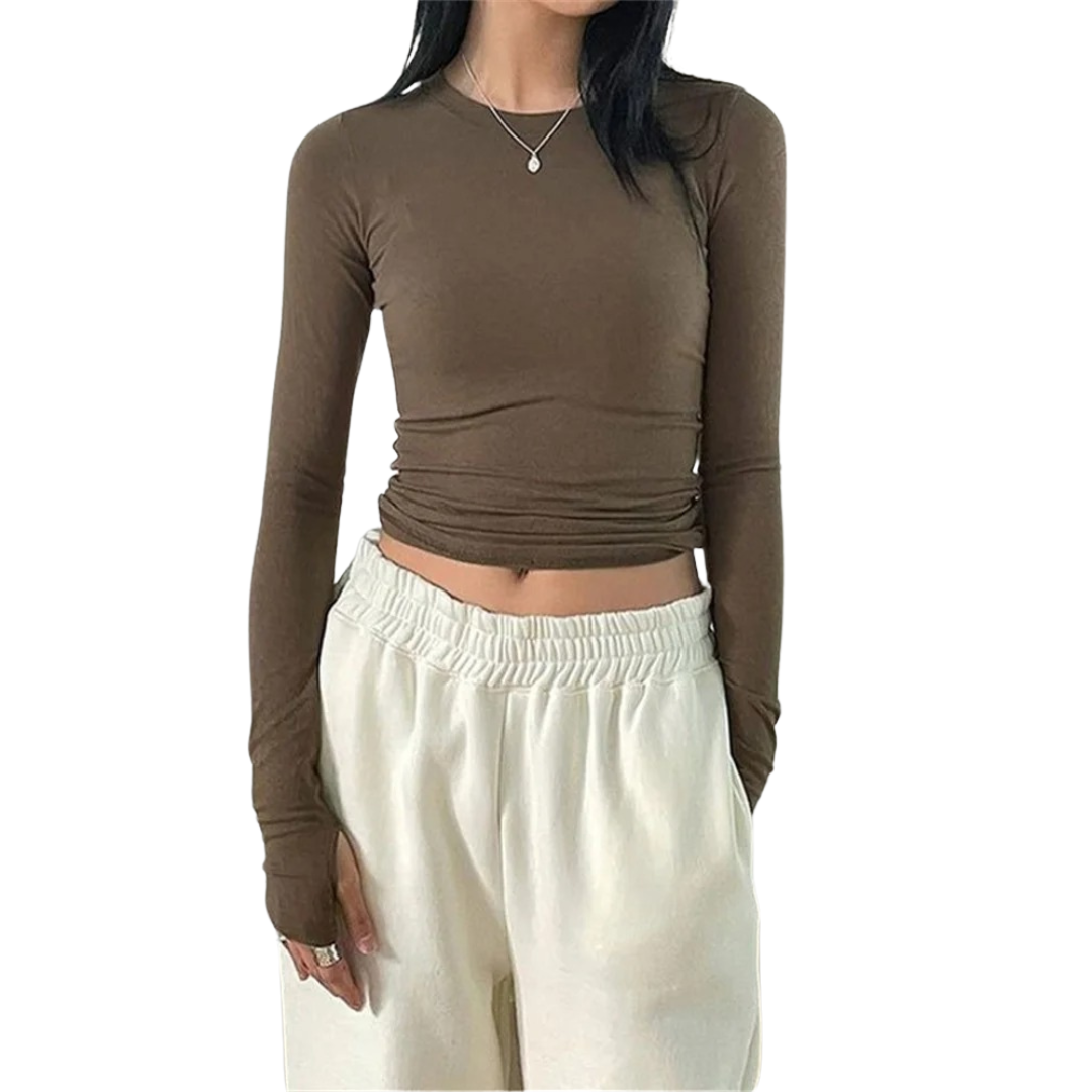 Slim Fit-top med rund hals til kvinder