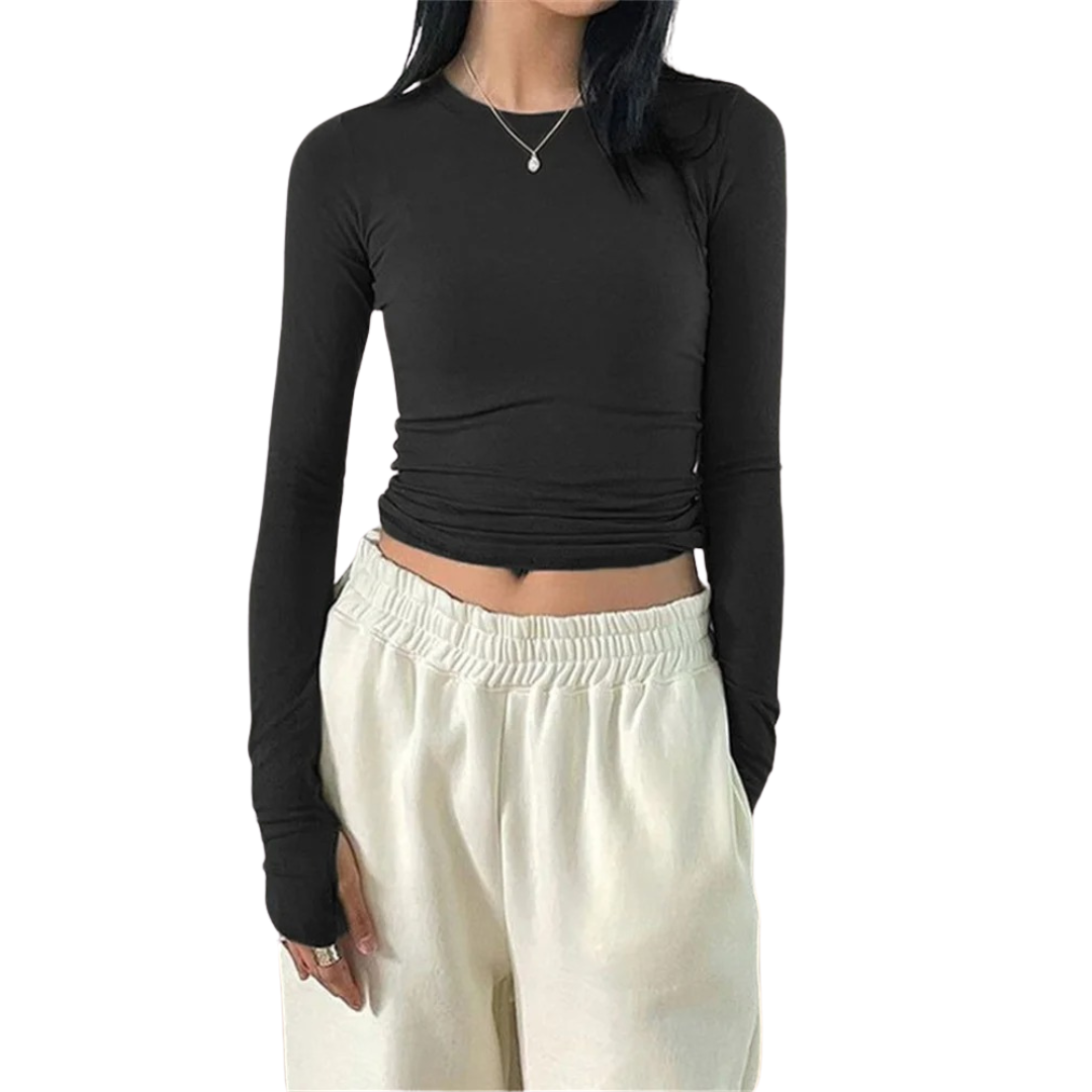 Slim Fit-top med rund hals til kvinder
