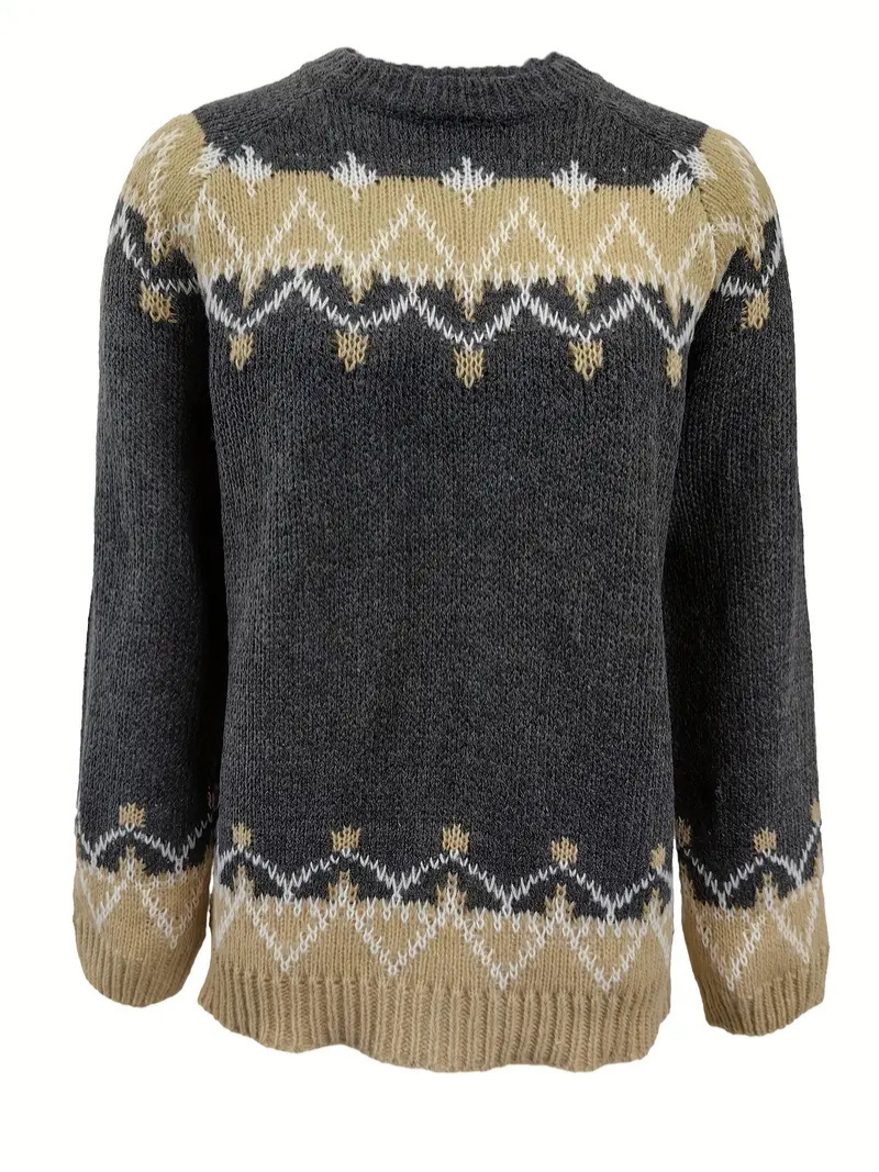 Strikket pullover med jacquardprint til kvinder